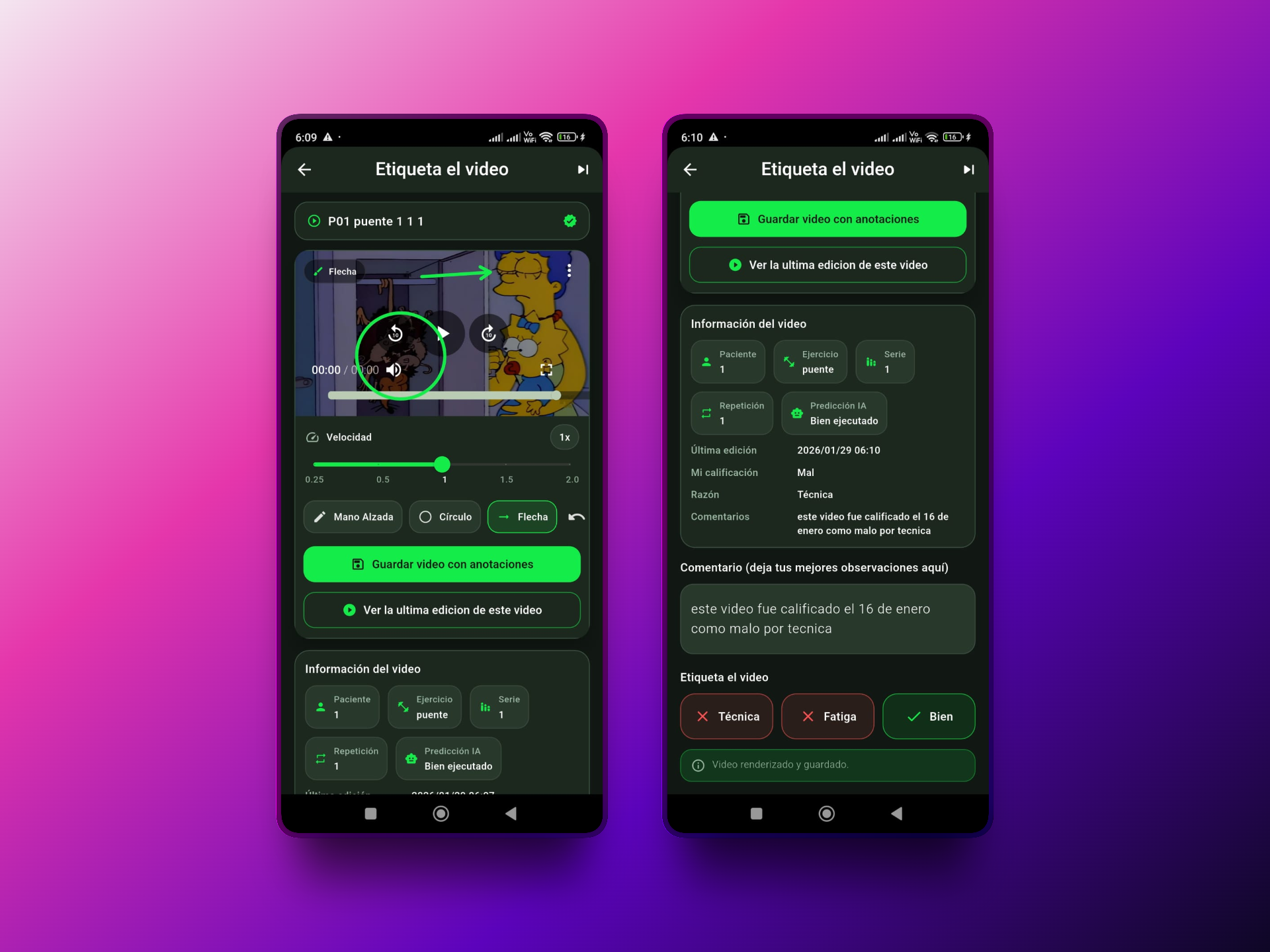 DeepPosture - Lista de videos por paciente